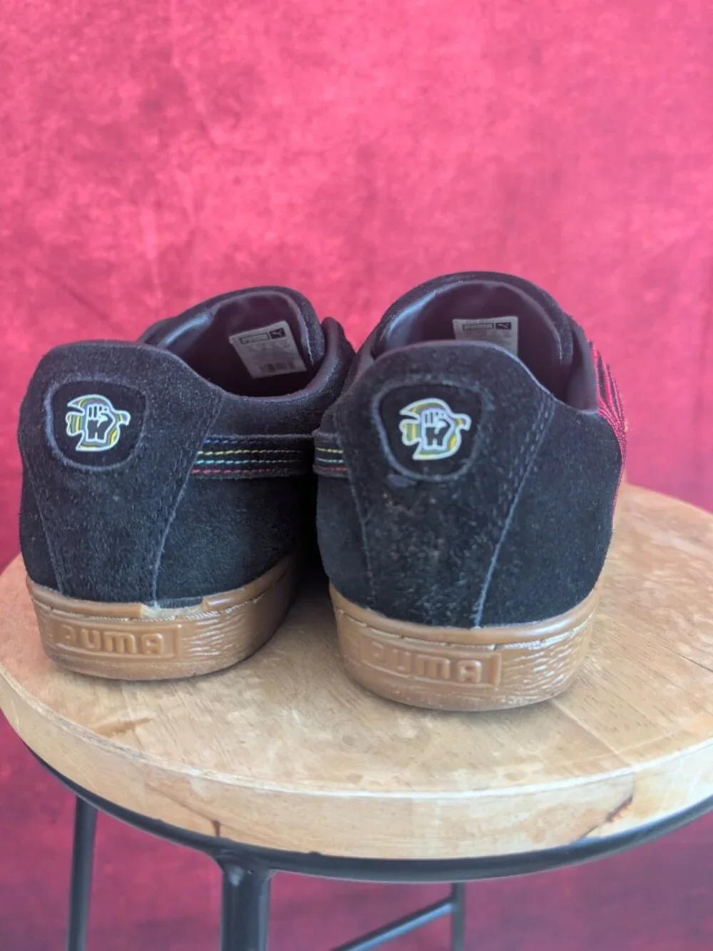 PUMA Suede PWR Thru Peace America Black with Rainbow Accent Fist